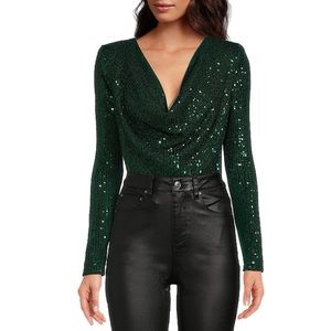 A loves A | Cowl Neck Sequin Bodysuit NWT